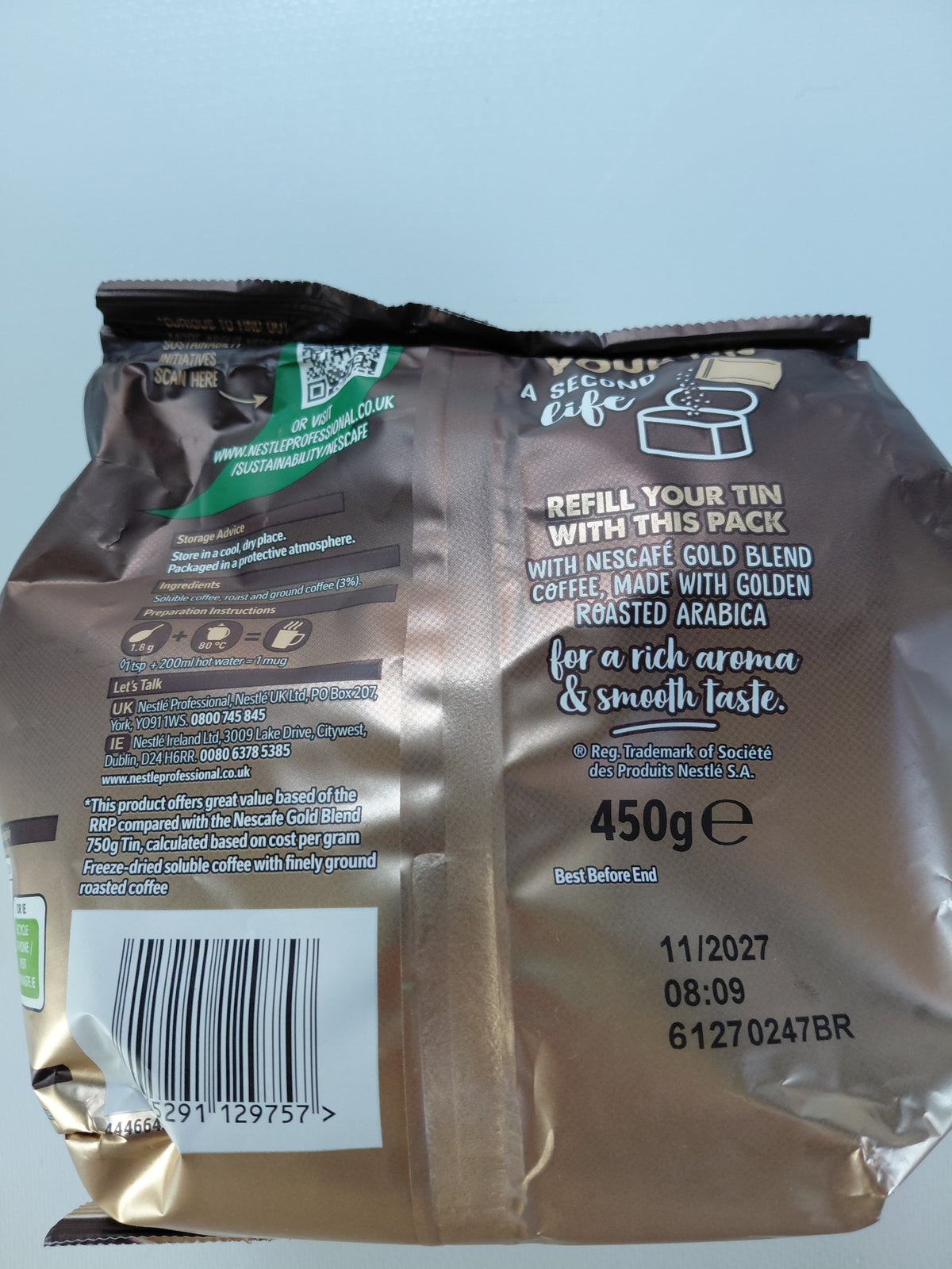 Nescafé Gold Blend Instant Coffee Refill Pack 450g