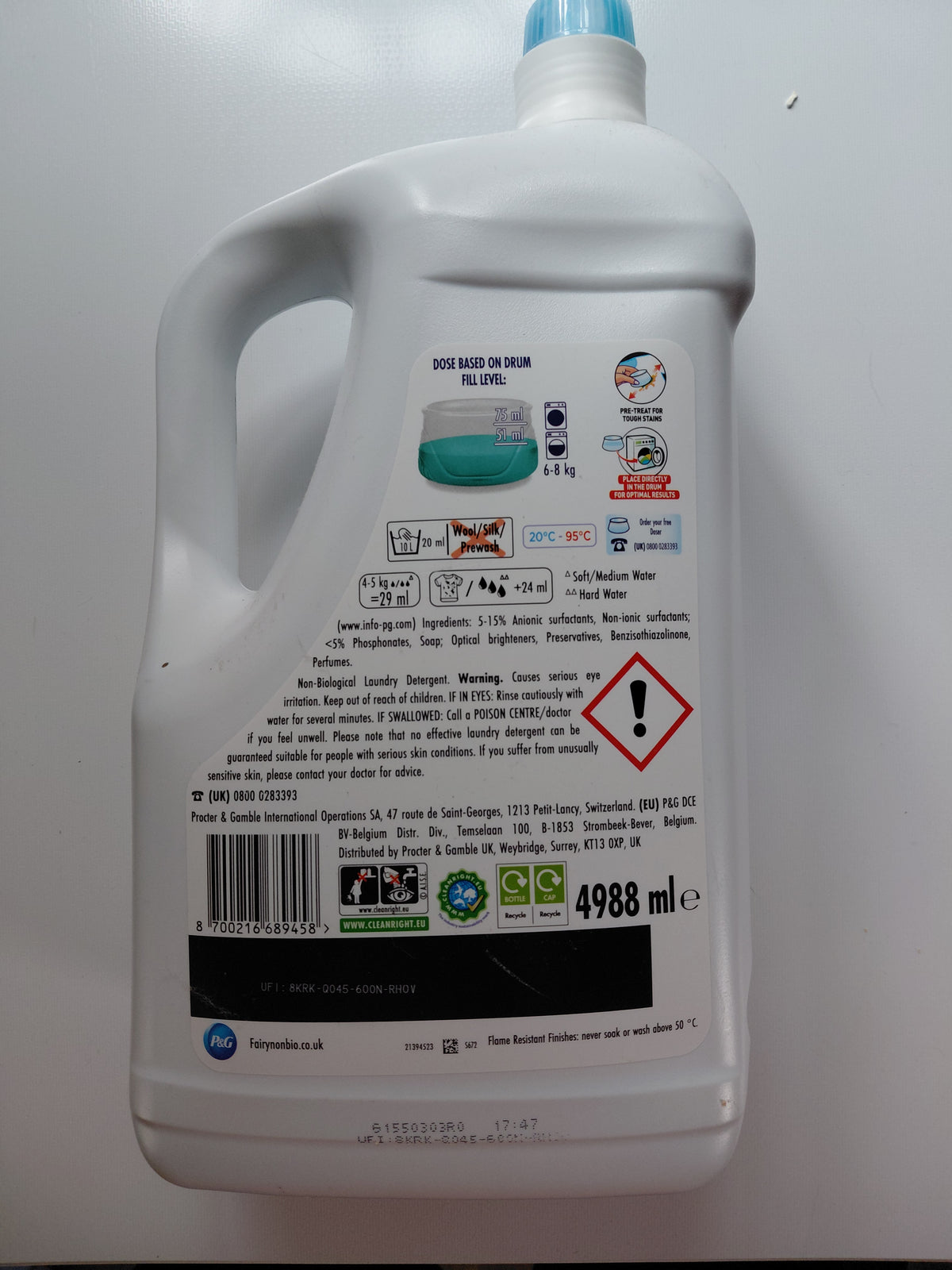 Fairy Non Bio Fabric Conditioner 5L – 172 Washes
