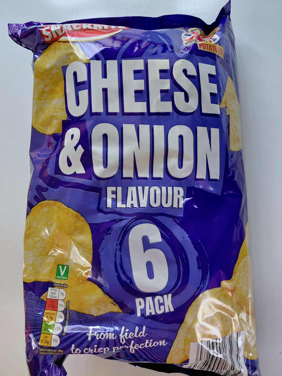 Cheese & Onion Flavour Crisps – 6 Pack
