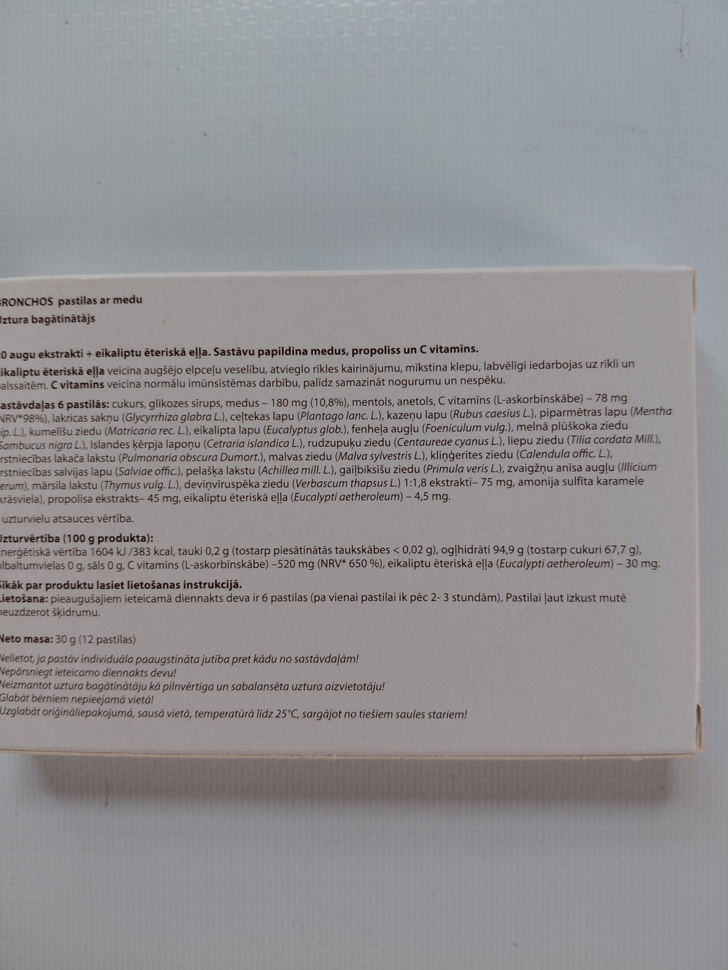 Nateja Bronchos Herbal Lozenges with Honey - 12 Lozenges