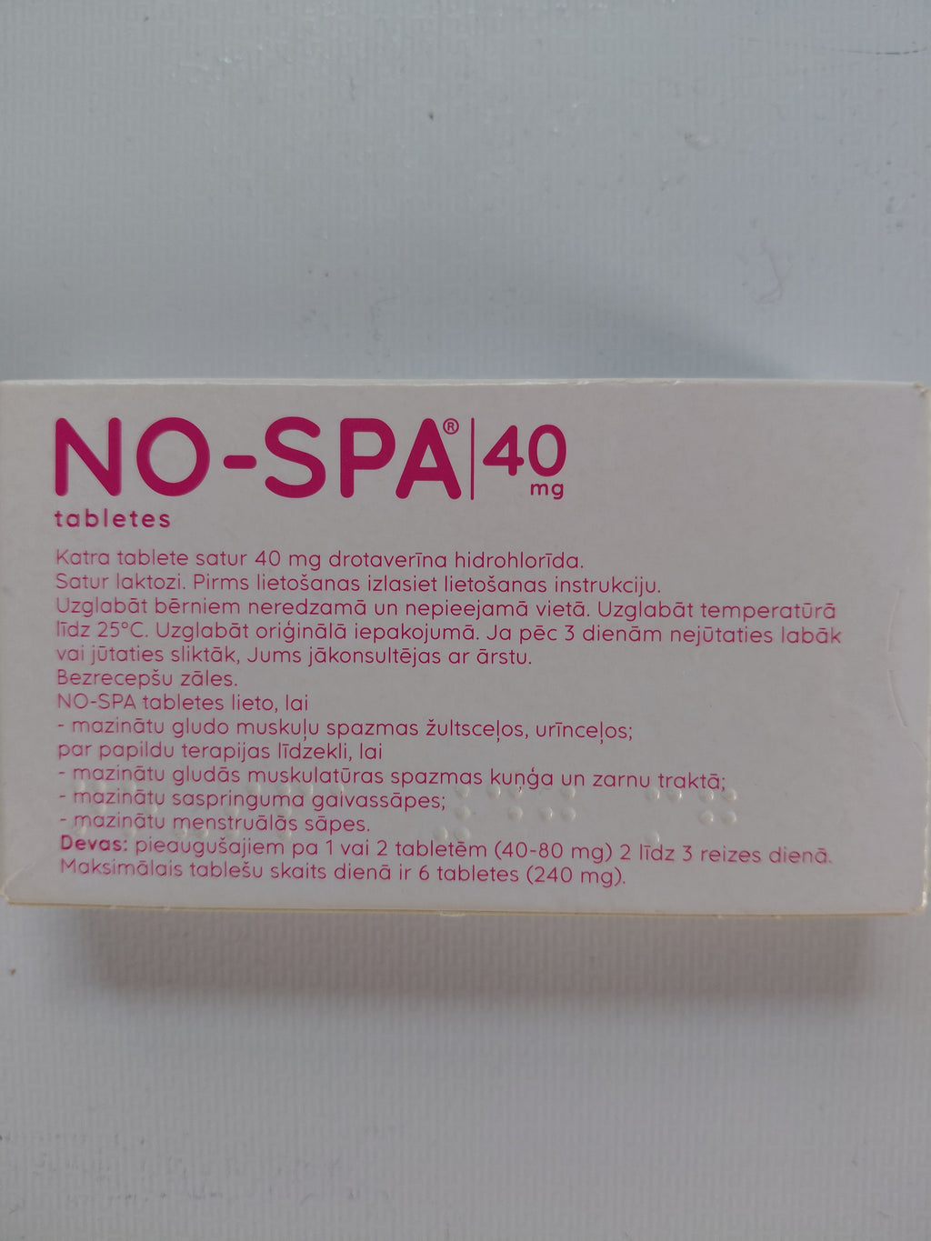 No-Spa 40mg Tablets - 24 Tablets