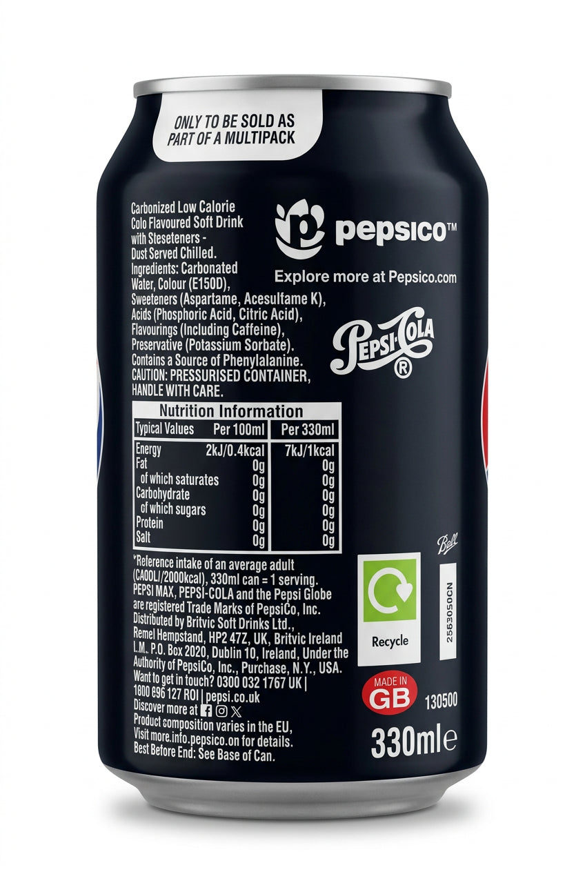 Pepsi Max No Sugar – 330ml Can