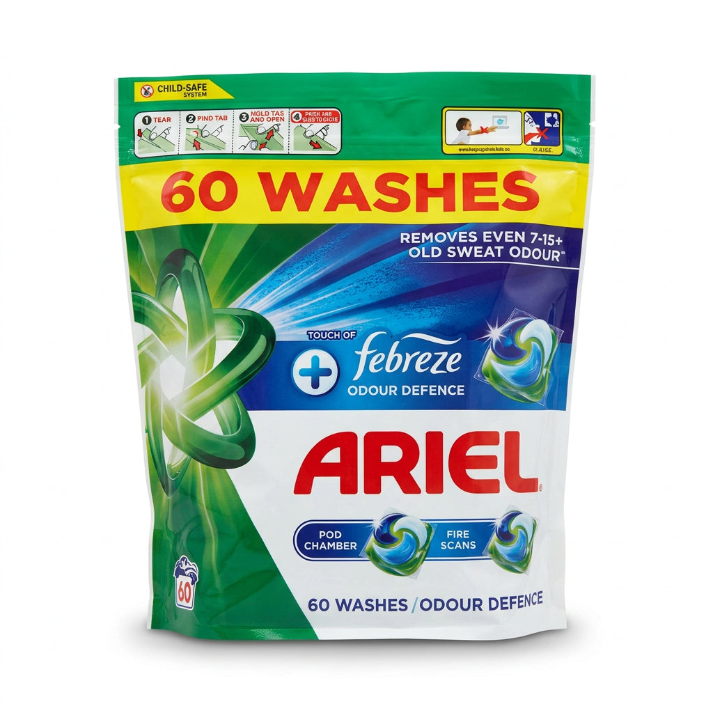 Ariel Platinum + Febreze Odour Defence Laundry Pods – 60 Washes
